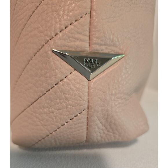 Karl Lagerfeld Paris Leather Hobo Shoulder Bag GiGi Soft Quilted Blush Pink - Picture 6 of 16